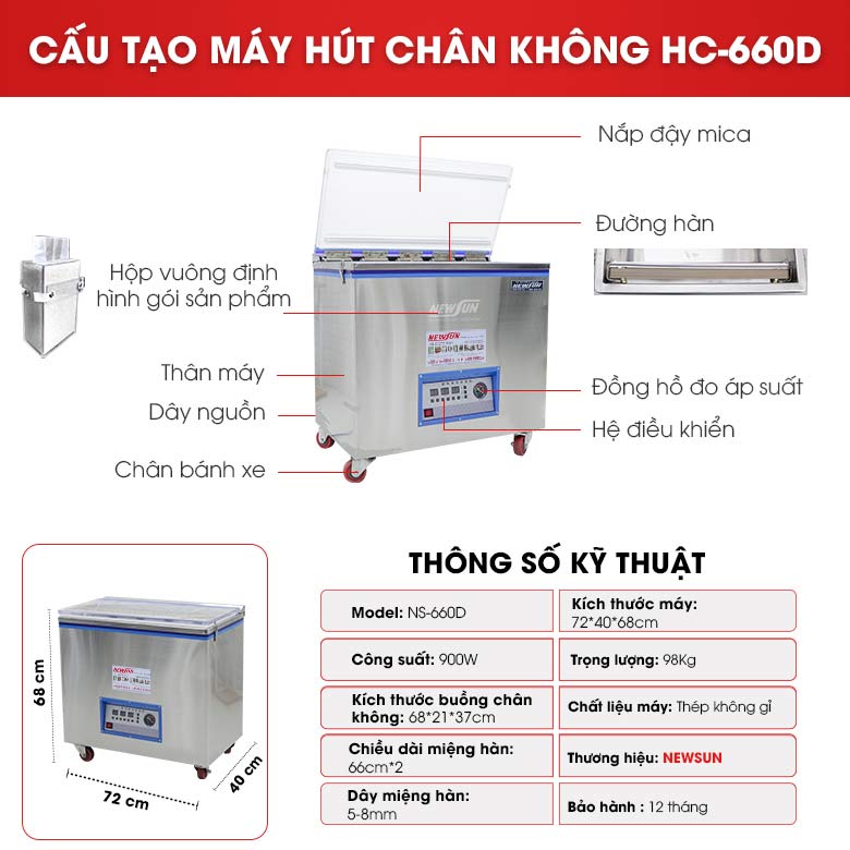 Cấu tạo máy ép chân không gạo HC-660D