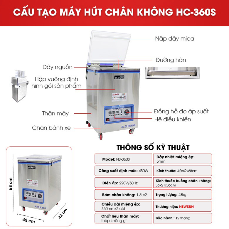Cấu tạo máy hút chân không HC-360S