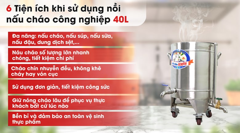 Lợi ích khi sử dụng nồi nấu cháo công nghiệp 40 lít