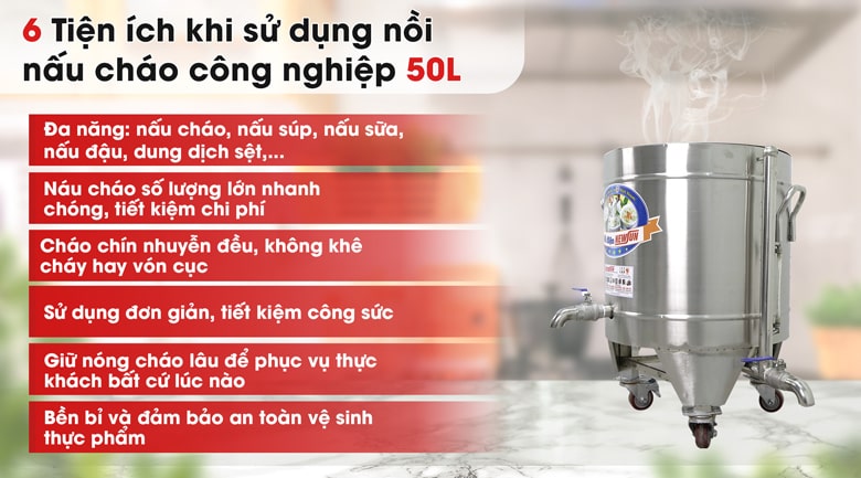 Lợi ích khi sử dụng nồi nấu cháo công nghiệp 50 lít Lợi ích khi sử dụng nồi nấu cháo công nghiệp 50 lít