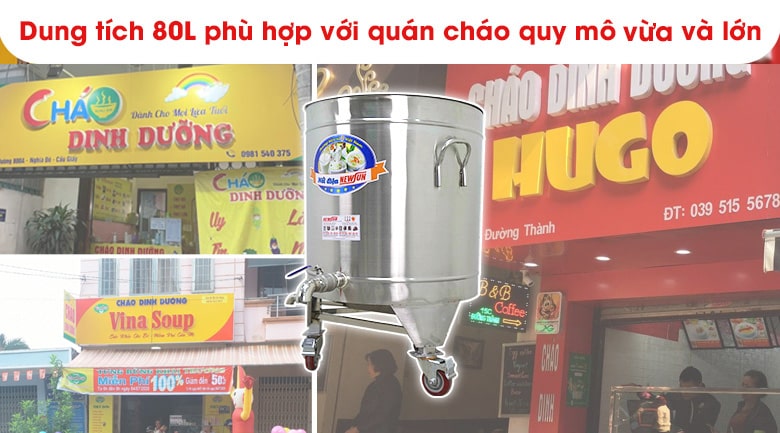 Phù hợp với các quán cháo vừa và lớn
