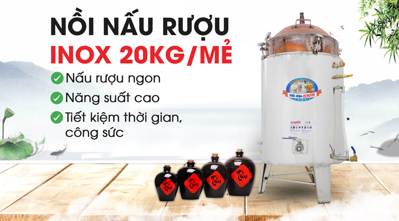 Nồi nấu rượu lõi đồng 20kg/mẻ Nồi nấu rượu lõi đồng 20kg/mẻ
