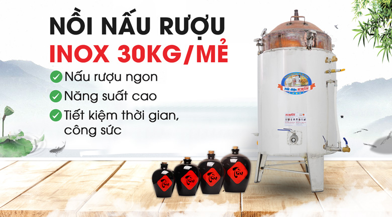 Nồi nấu rượu lõi đồng 30kg/mẻ Nồi nấu rượu lõi đồng 30kg/mẻ