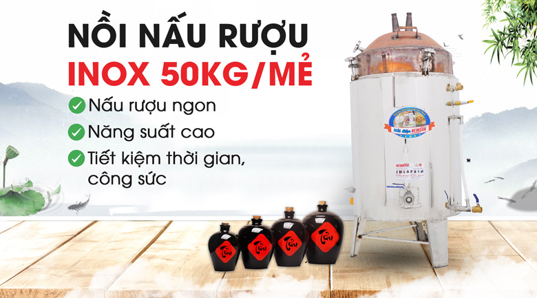 Nồi nấu rượu lõi đồng 50kg/mẻ Nồi nấu rượu lõi đồng 50kg/mẻ