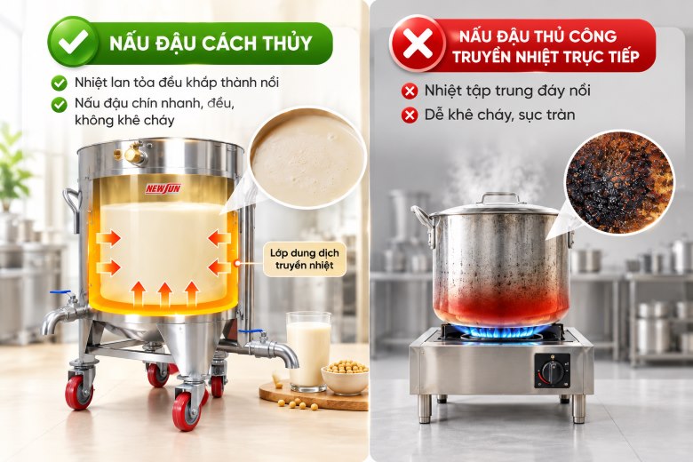 Đậu thơm ngon, dinh dưỡng, không khê cháy nhờ nguyên lý nấu cách thủy