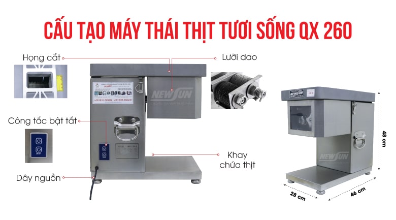 Cấu tạo máy thái thịt tươi sống QX 260 Cấu tạo máy thái thịt tươi sống QX 260