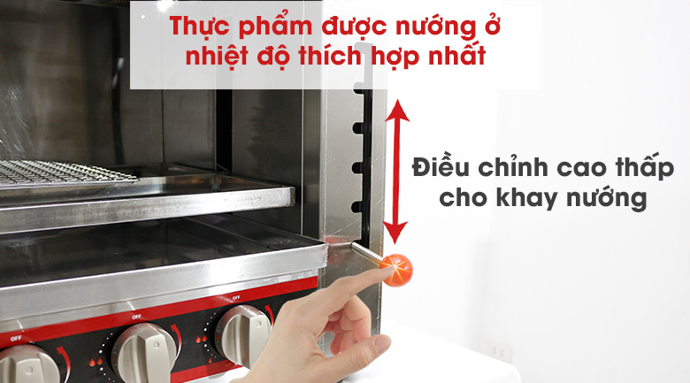 Điều chỉnh cần nâng hạ vỉ nướng dễ dàng Điều chỉnh cần nâng hạ vỉ nướng dễ dàng