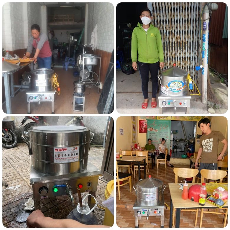 Khách hàng sử dụng nồi tráng bánh cuốn điện NEWSUN Khách hàng sử dụng nồi tráng bánh cuốn điện NEWSUN