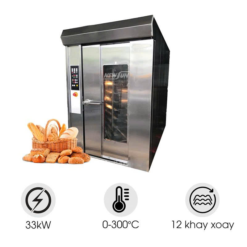 Lò nướng bánh mì công nghiệp 12 khay xoay