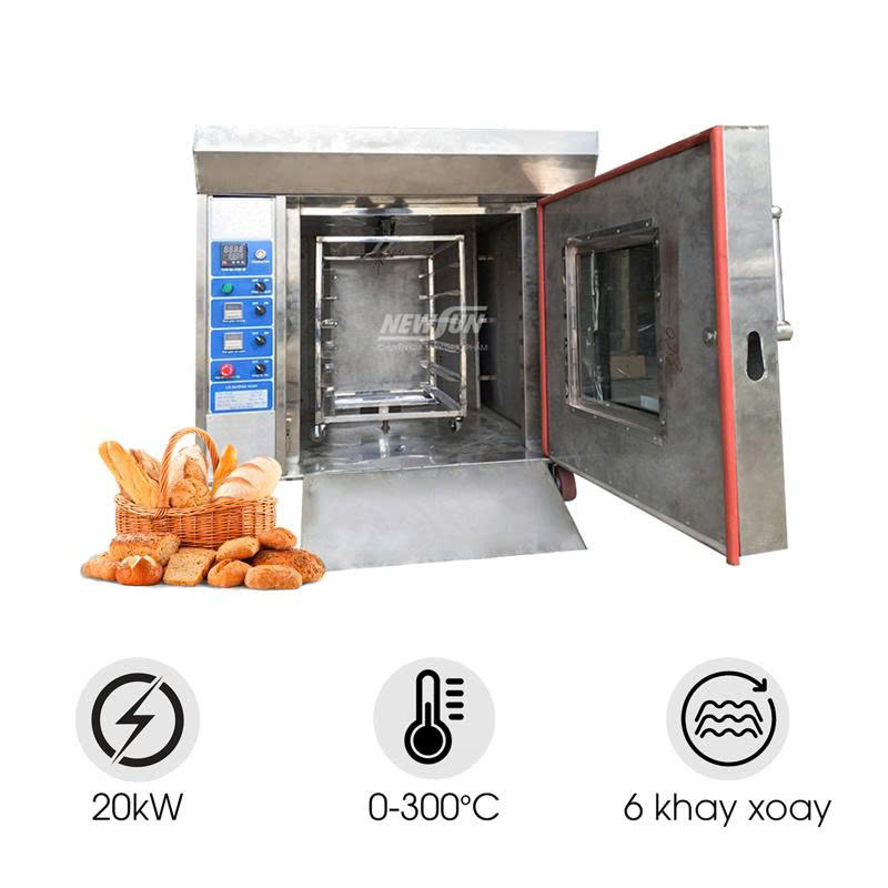 Lò nướng bánh mì công nghiệp 6 khay xoay