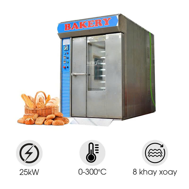 Lò nướng bánh mì công nghiệp 8 khay xoay