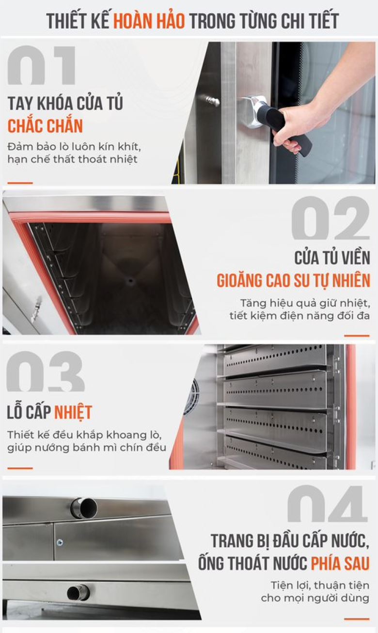 Chi tiết lò nướng đối lưu 10 khay RX-10D Chi tiết lò nướng đối lưu 10 khay RX-10D