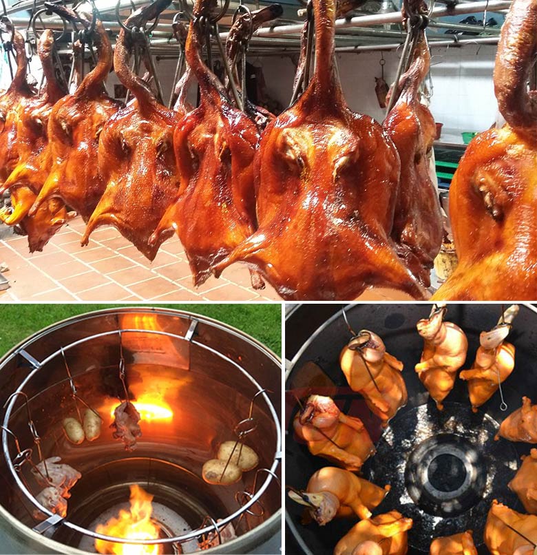 Thành phẩm gà vịt quay bằng lò quay inox ô kính nhỏ