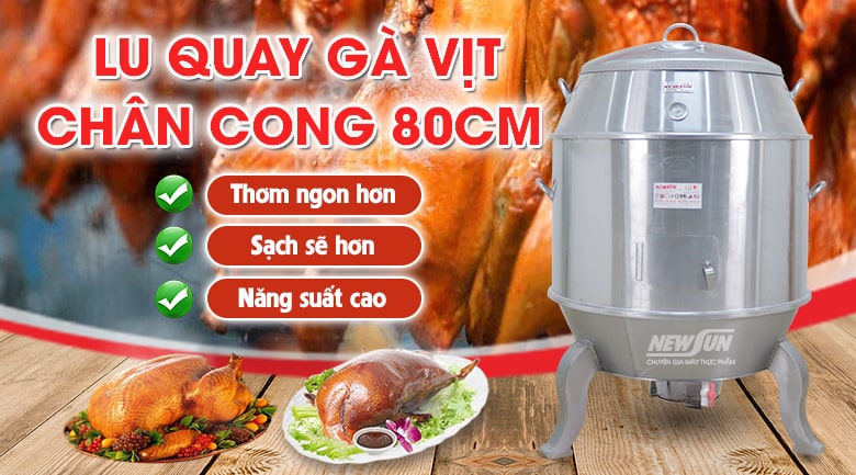 Lu quay gà vịt inox phi 80cm (chân cong) Lu quay gà vịt inox phi 80cm (chân cong)