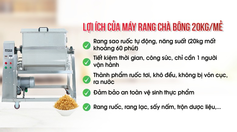 Những tiện ích mà máy sao ruốc 20kg mang lại