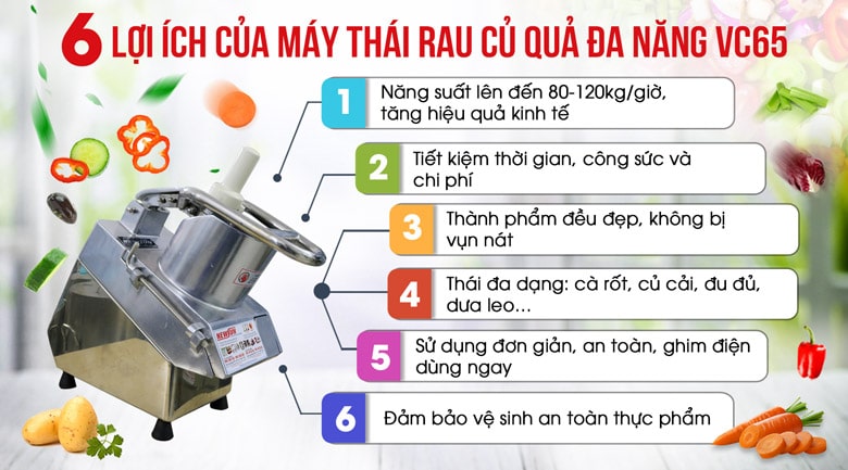 Lợi ích của máy thái rau củ quả đa năng VC 65 Lợi ích của máy thái rau củ quả đa năng VC 65