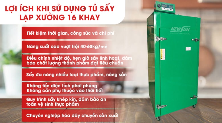 Lợi ích khi sử dụng tủ sấy lạp xưởng 16 khay Lợi ích khi sử dụng tủ sấy lạp xưởng 16 khay