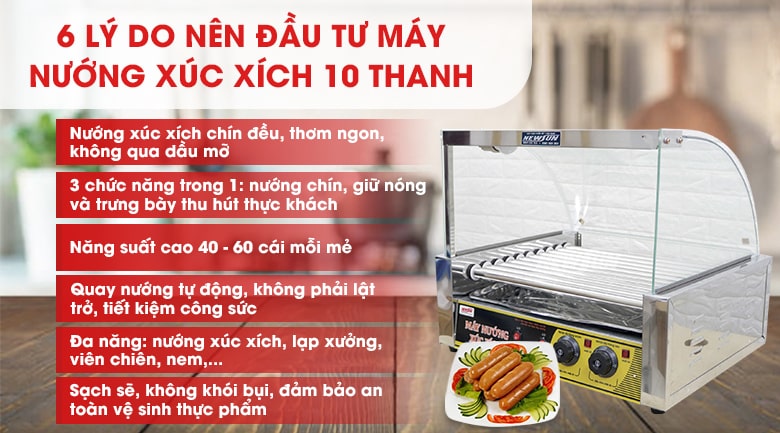 Những lý do nên sử dụng máy nướng xúc xích 10 thanh 