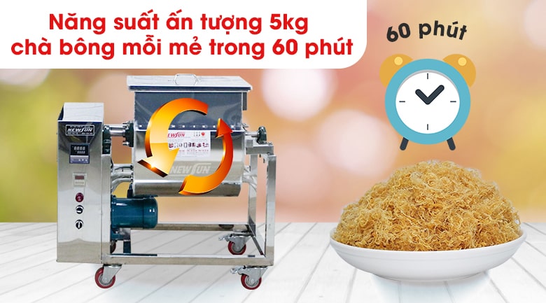 Năng suất rang 5kg chà bông/mẻ/60 phút Năng suất rang 5kg chà bông/mẻ/60 phút