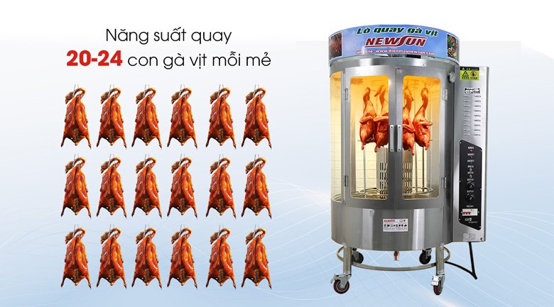 Quay nướng cùng lúc số lượng lớn gà vịt