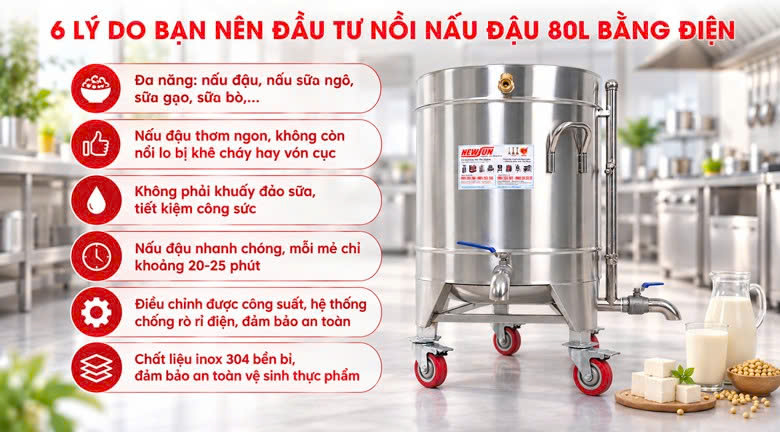 Lợi ích tuyệt vời khi sử dụng nồi nấu đậu phụ 80L