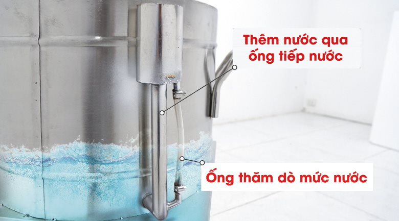 Ống thăm dò mực nước và ống tiếp nước nồi nấu xôi điện 20kg/mẻ