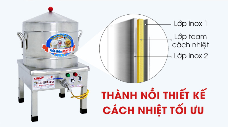 Giữ nhiệt tốt với thiết kế thành nồi 3 lớp cách nhiệt
