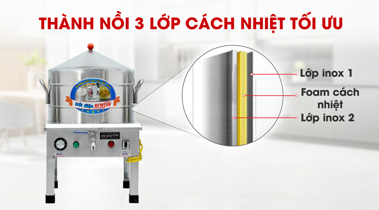 Hạn chế tỏa nhiệt ra ngoài nhờ thiết kế thành nồi cách nhiệt Hạn chế tỏa nhiệt ra ngoài nhờ thiết kế thành nồi cách nhiệt