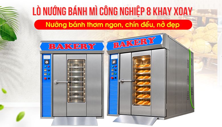 Lò nướng bánh mì công nghiệp 8 khay xoay