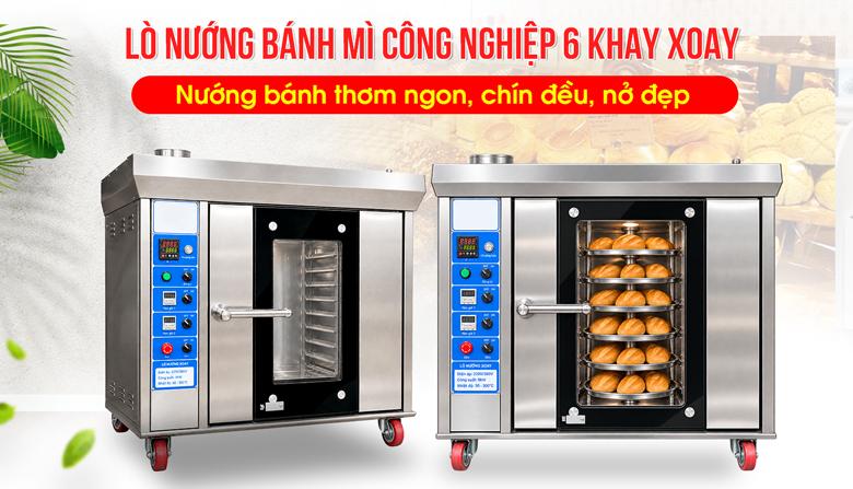Lò nướng bánh mì công nghiệp 6 khay xoay