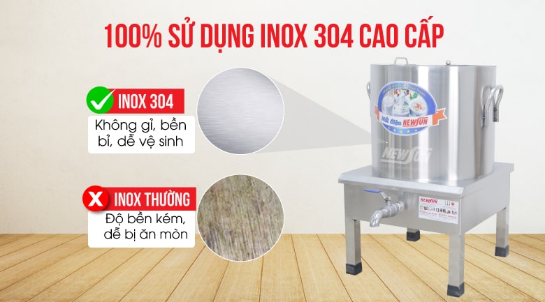 Chất liệu inox 304 cao cấp bền bỉ và an toàn vệ sinh