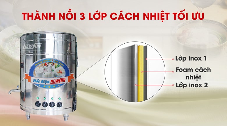 thành nồi 3 lớp cách nhiệt