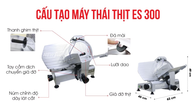 Cấu tạo máy thái thịt chín ES 300