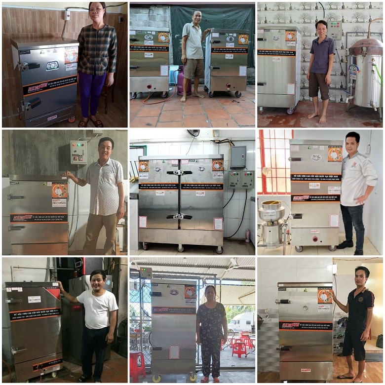 Khách hàng sử dụng tủ nấu cơm công nghiệp NEWSUN