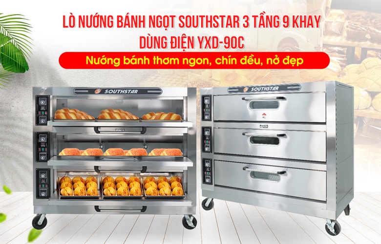 Lò nướng bánh ngọt dùng điện 3 tầng 9 khay Southstar YXD-90C Lò nướng bánh ngọt dùng điện 3 tầng 9 khay Southstar YXD-90C
