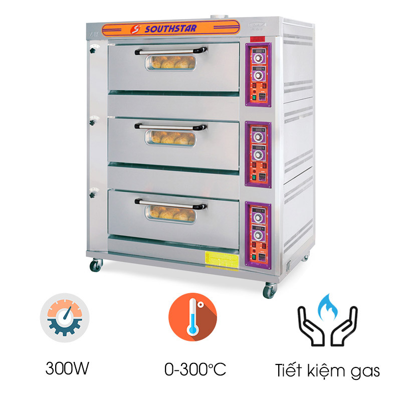 Lò nướng bánh ngọt dùng gas 3 tầng 9 khay Southstar