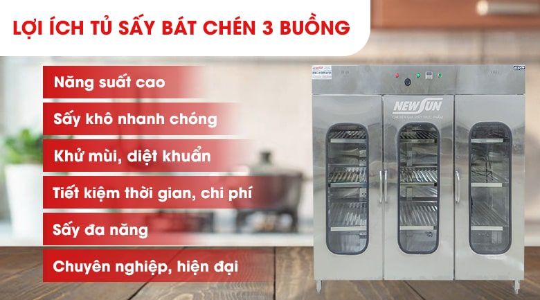 Lợi ích khi sử dụng tủ sấy bát đĩa 3 buồng