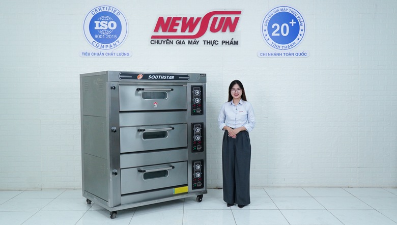 Thực tế lò nướng bánh ngọt dùng gas 3 tầng 6 khay Southstar