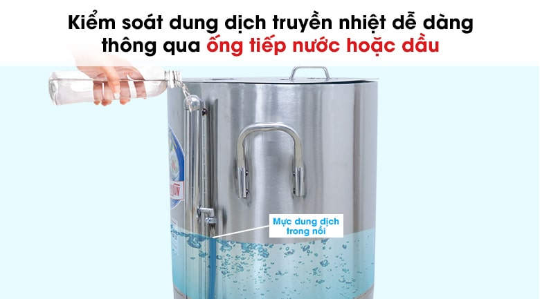 Kiểm soát dung dịch truyền nhiệt dễ dàng với ống thăm dò bên hông nồi
