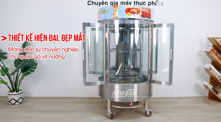 Lò quay gà vịt than gas xoay 850