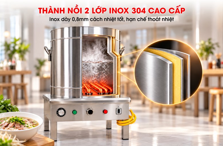 Giữ nhiệt tốt nhờ thành nồi có lớp bảo ôn cách nhiệt