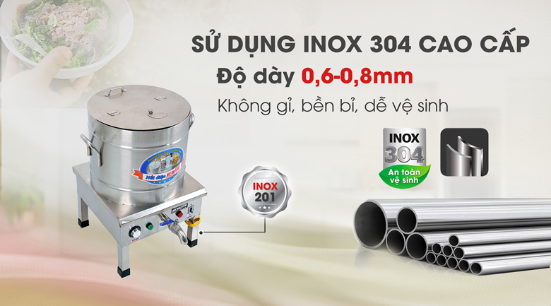 Chất liệu inox cao cấp, bền bỉ Chất liệu inox cao cấp, bền bỉ
