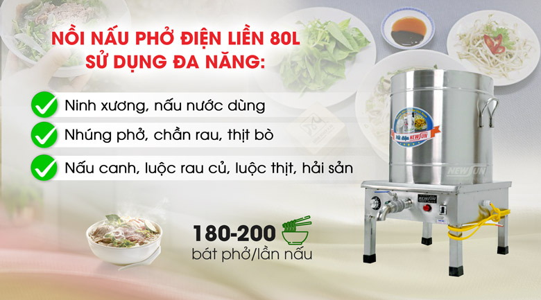 Ứng dụng của nồi phở điện liền 80 lít