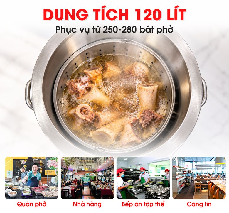 Dung tích 120 lít ứng dụng đa năng