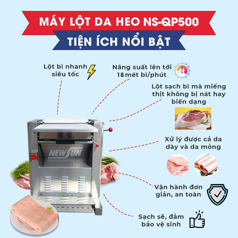 Máy lột bì lợn QP500 - Giải pháp lột da heo hiệu quả hàng đầu