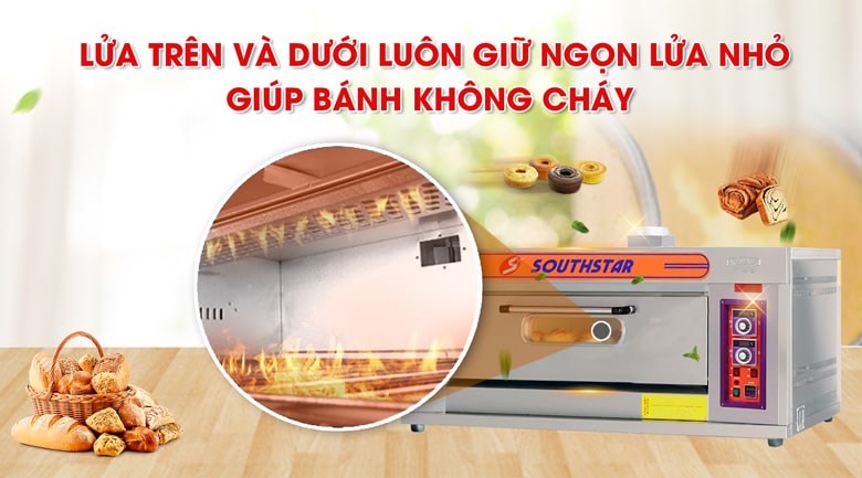 Trang bị dàn đốt gas trên và dưới có thể điều chỉnh linh hoạt Trang bị dàn đốt gas trên và dưới có thể điều chỉnh linh hoạt