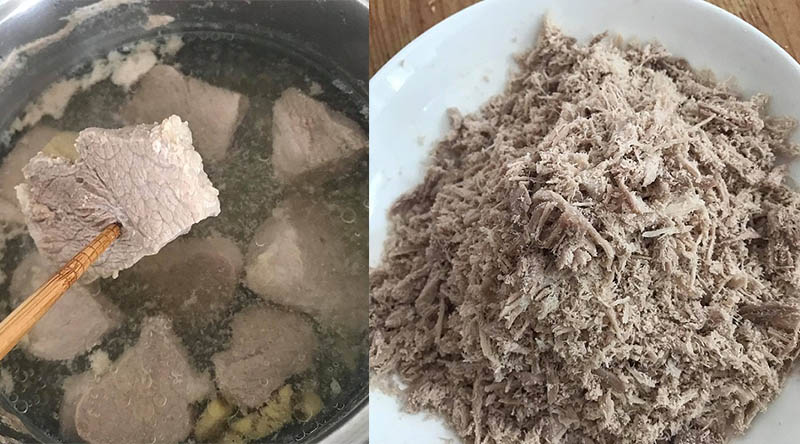 Luộc/hấp và làm tơi thịt Luộc/hấp và làm tơi thịt