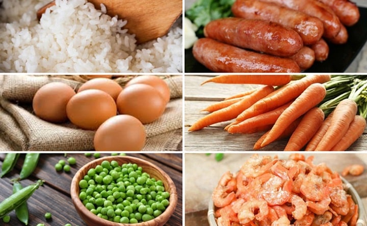 Chuẩn bị nguyên liệu làm cơm chiên Dương Châu Chuẩn bị nguyên liệu làm cơm chiên Dương Châu