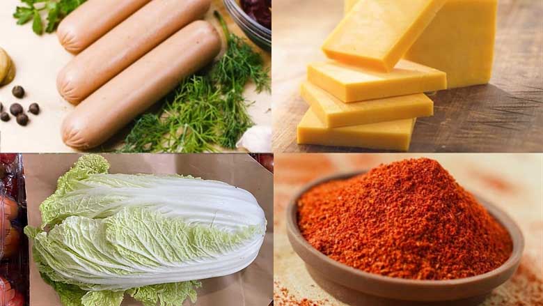 Nguyên liệu làm xúc xích sốt phô mai cay