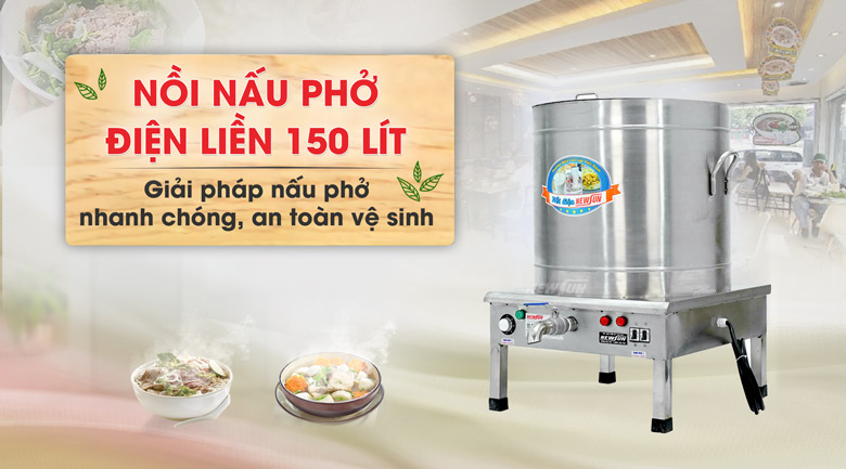 Nồi nấu phở điện liền 150 lít NEWSUN Nồi nấu phở điện liền 150 lít NEWSUN